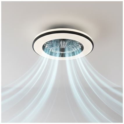 Dimmable LED ceiling light with integrated fan VENTELUX LED/48W/230V 3000/4000/6500K Ø48.5 cm black + remote control