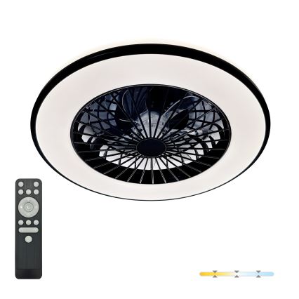 Dimmable LED ceiling light with integrated fan VENTELUX LED/48W/230V 3000/4000/6500K Ø48.5 cm black + remote control