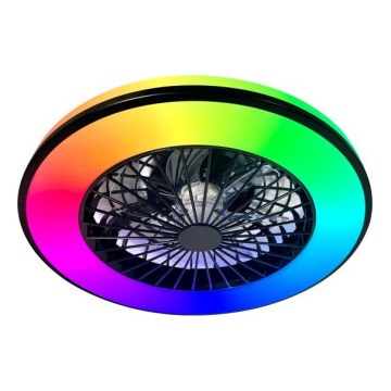 VENTELUX LED RGBW Dimmable Ceiling Light with Fan, 48 W, 230 V, 3000/4000/6500 K, Ø 48.5 cm, Black + Remote Control