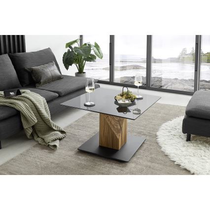 VENTO Lift-Top Coffee Table, Smoked/Oak/Black