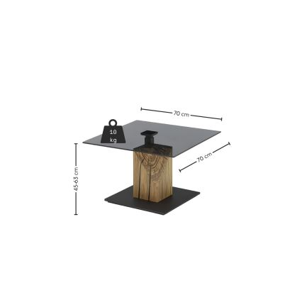 VENTO Lift-Top Coffee Table, Smoked/Oak/Black