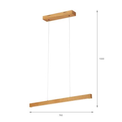 VERDE Cable Pendant Light LED 18W/230V, 3000K, 76 cm — Oak