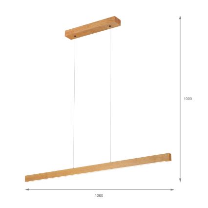 VERDE LED Cable Pendant, 18W/230V, 3000K, 106 cm, Oak