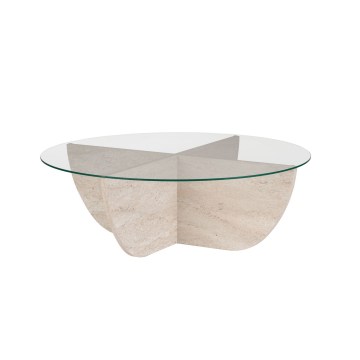 VERE coffee table Ø 90 cm, beige/clear