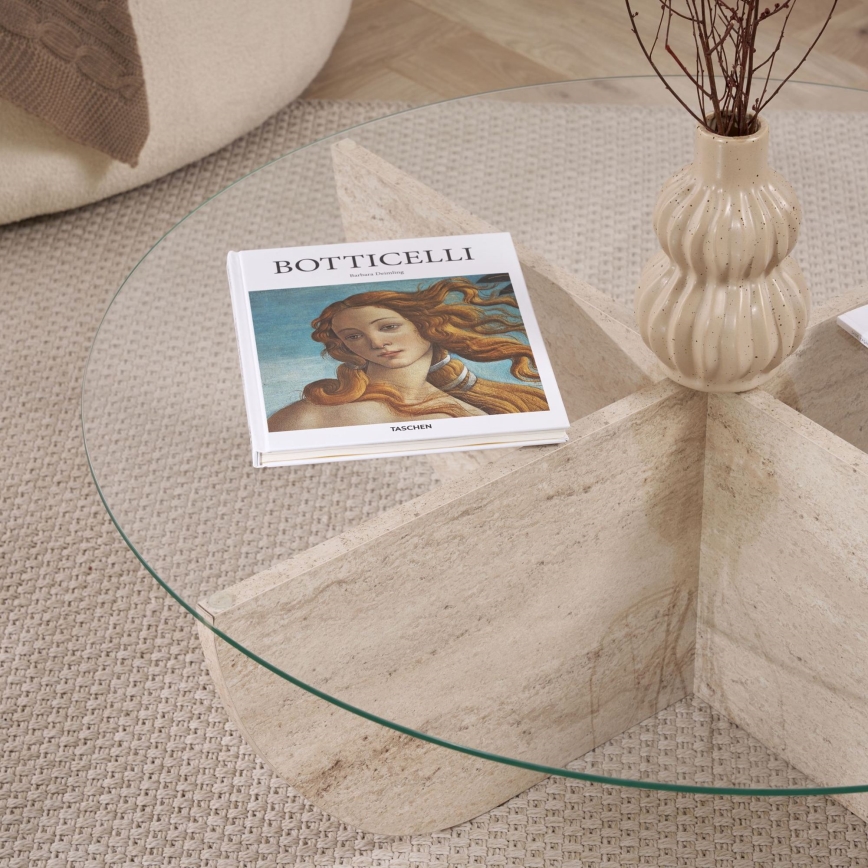 VERE coffee table Ø 90 cm, beige/clear