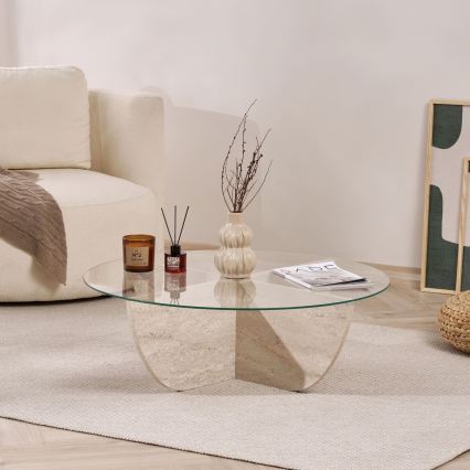 VERE coffee table Ø 90 cm, beige/clear