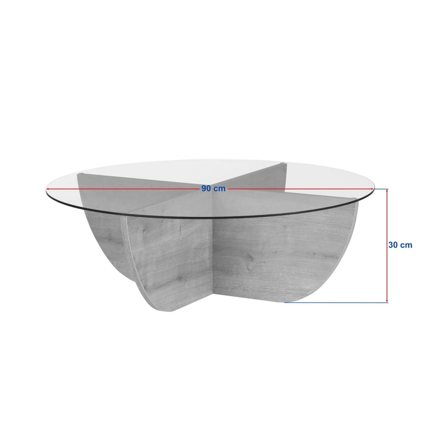 VERE coffee table Ø 90 cm, beige/clear