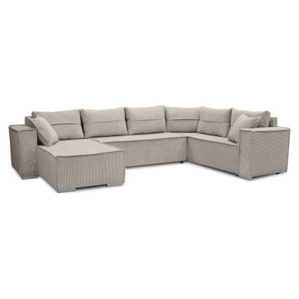 Versatile U-shaped corner pull-out sofa LONDON, beige