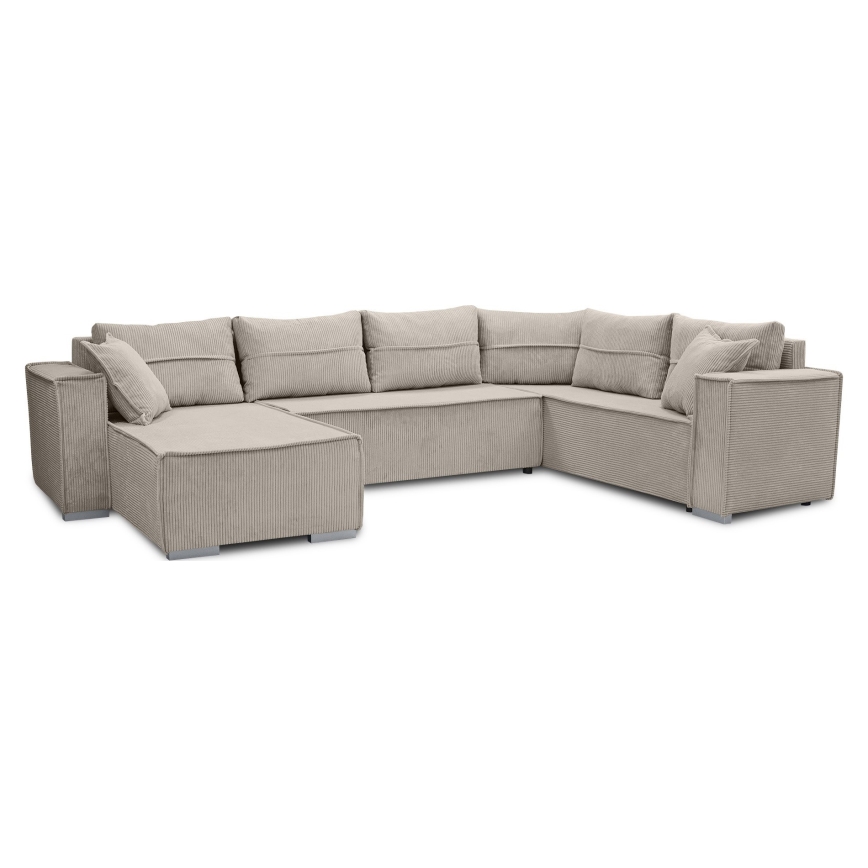 Versatile U-shaped corner pull-out sofa LONDON, beige