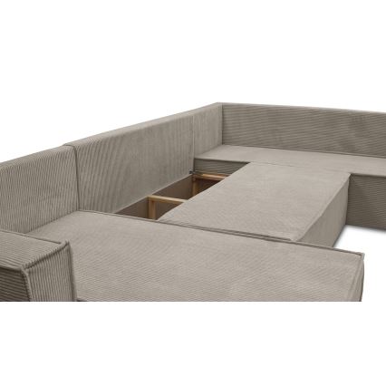 Versatile U-shaped corner pull-out sofa LONDON, beige