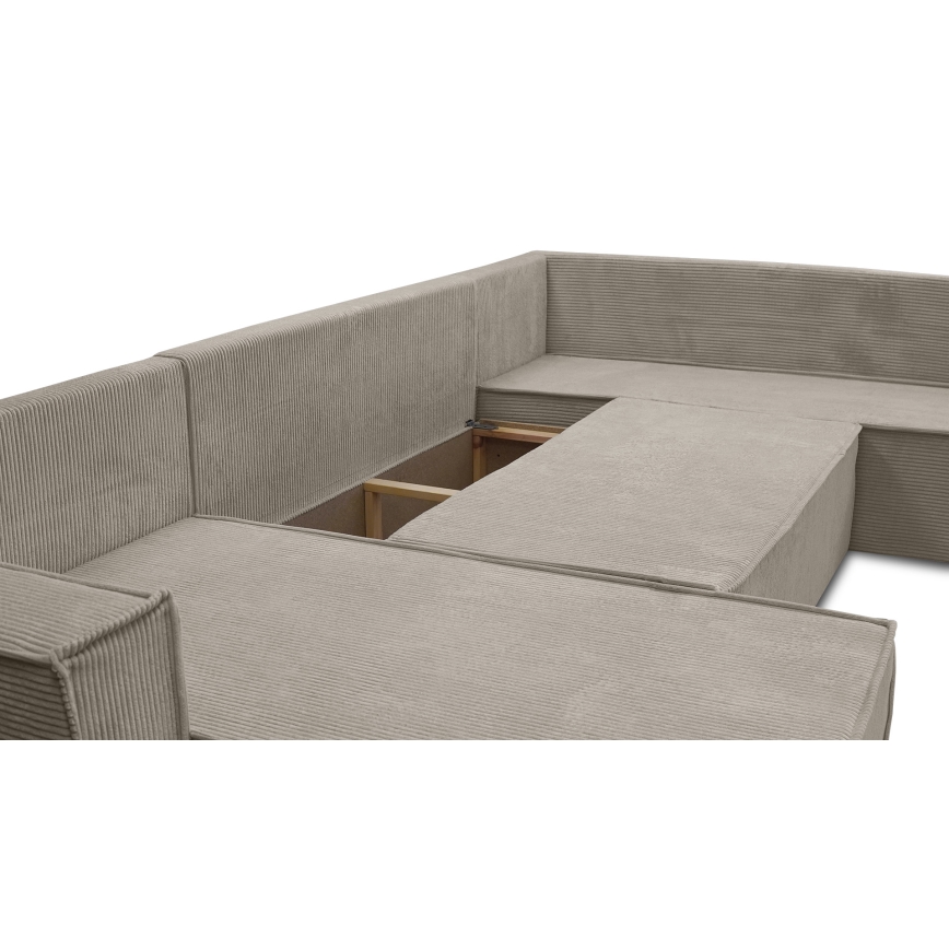 Versatile U-shaped corner pull-out sofa LONDON, beige