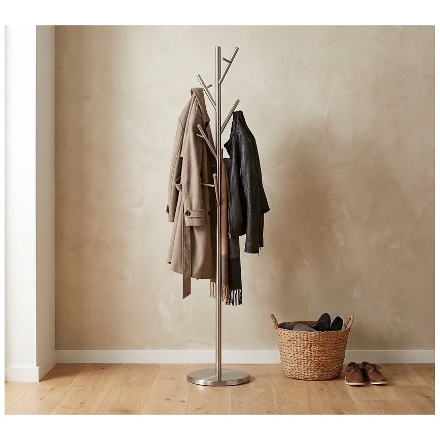 VERT Freestanding Coat Rack 170 x 30 cm Silver