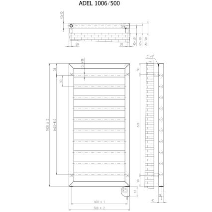 Vertaduro - ADEL Bathroom Radiator with Thermostat, 400 W, 100 x 50 cm, Anthracite