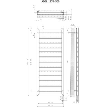 Vertaduro - ADEL Thermostatic Bathroom Radiator 600W 128x50 cm Anthracite