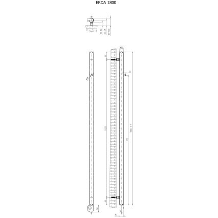 Vertaduro - ERDA Bathroom Radiator with Thermostat, 400W, 180 x 5 cm, Taupe