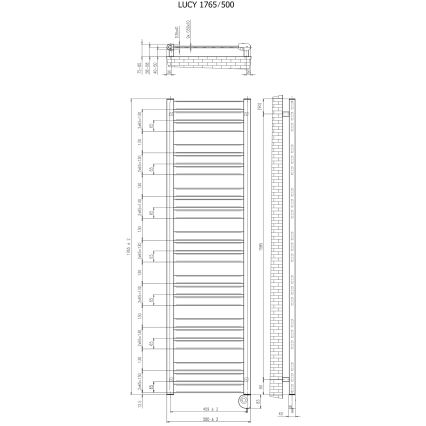 Vertaduro - LUCY 800W Thermostat-controlled bathroom radiator 177x50 cm white