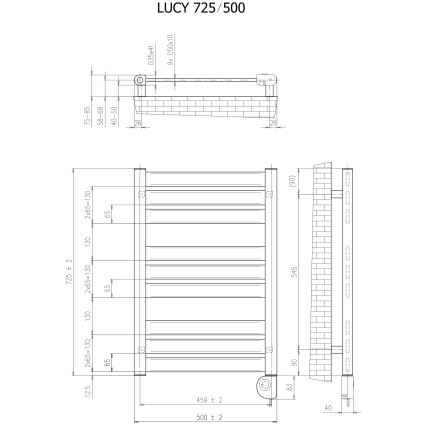 Vertaduro - LUCY Bathroom Radiator with Thermostat 400W 73x50 cm White