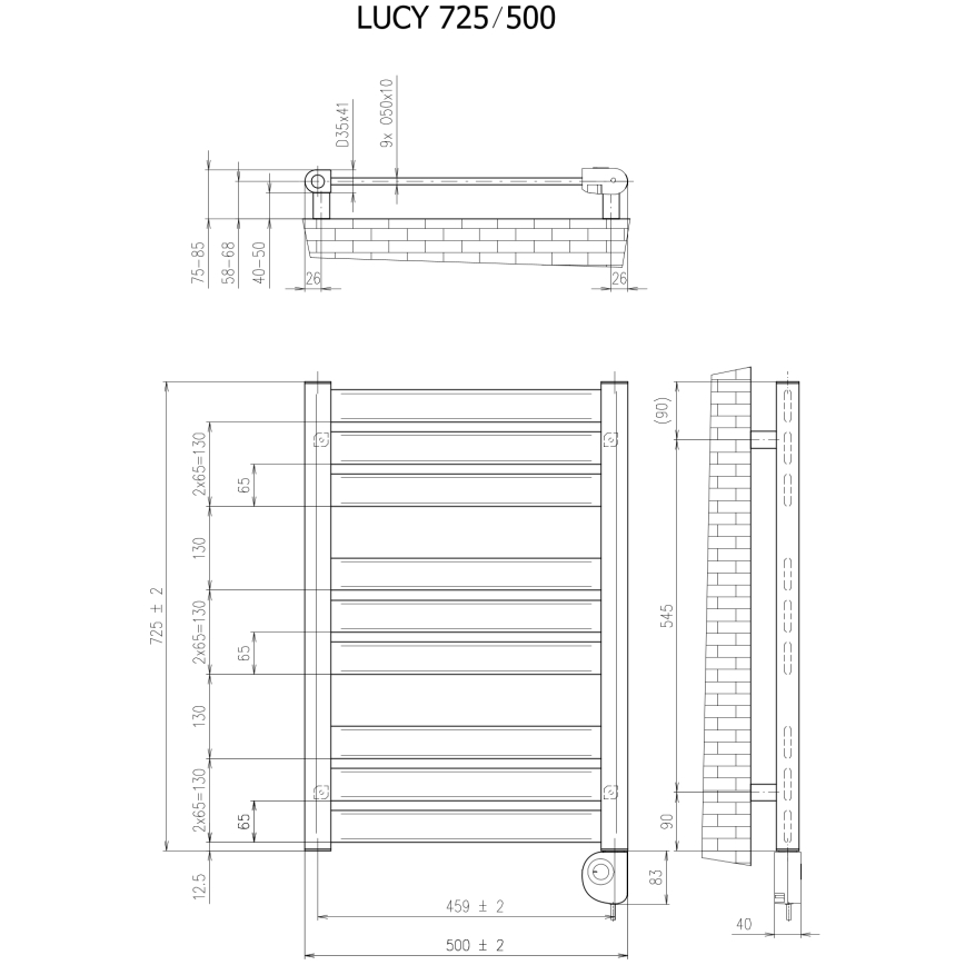 Vertaduro - LUCY Bathroom Radiator with Thermostat 400W 73x50 cm White