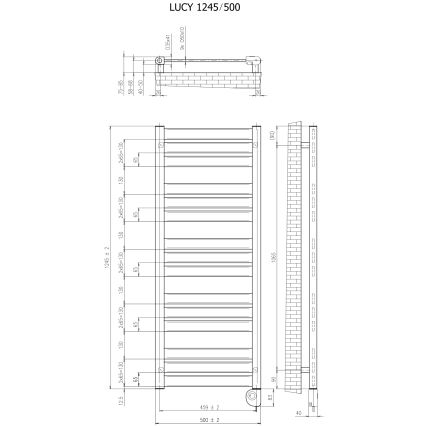 Vertaduro - LUCY Bathroom Radiator with Thermostat, 600W, 125x50 cm, White