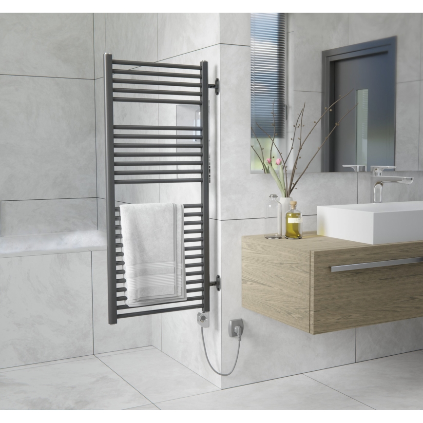 Vertaduro - MEG Bathroom Radiator with Thermostat, 600 W, 118 x 50 cm, Anthracite