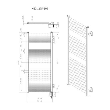 Vertaduro - MEG Bathroom Radiator with Thermostat, 600 W, 118 x 50 cm, Anthracite