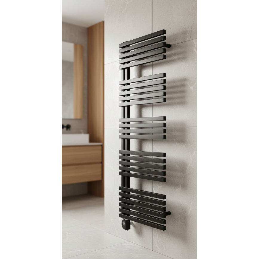 Vertaduro - MICHELLE Bathroom Radiator with Thermostat 600W 129x50 cm Black