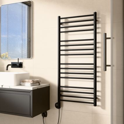 Vertaduro - SIMONE Bathroom Radiator with Thermostat, 400W, 114x50 cm, Black