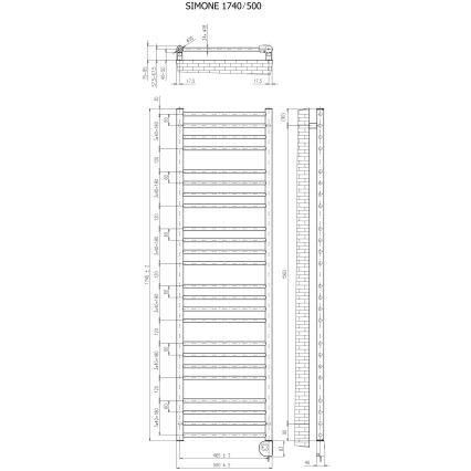 Vertaduro - SIMONE Bathroom Radiator with Thermostat, 600 W, 174 x 50 cm, White