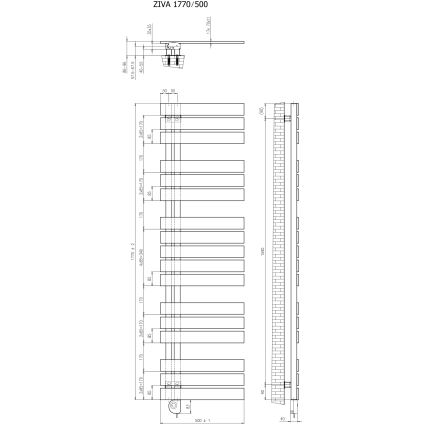 Vertaduro - ZIVA Thermostatic Bathroom Radiator 800W 177x50 cm Taupe