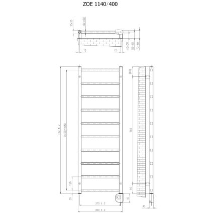 Vertaduro - ZOE Bathroom Radiator with Thermostat 400W 114x40 cm Anthracite