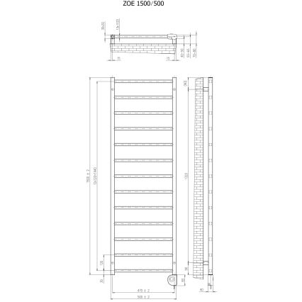 Vertaduro - ZOE Bathroom Radiator with Thermostat, 400W, 150x50 cm, White