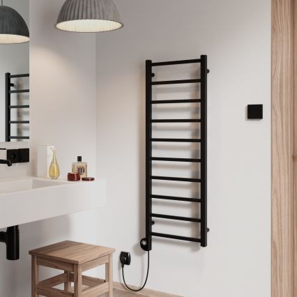 Vertaduro - ZOE Heated Towel Rail with Thermostat, 400 W, 114 x 40 cm, Black