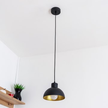 VESPER cable-hung pendant light 1xE27/15W/230 Ø 18 cm black/gold