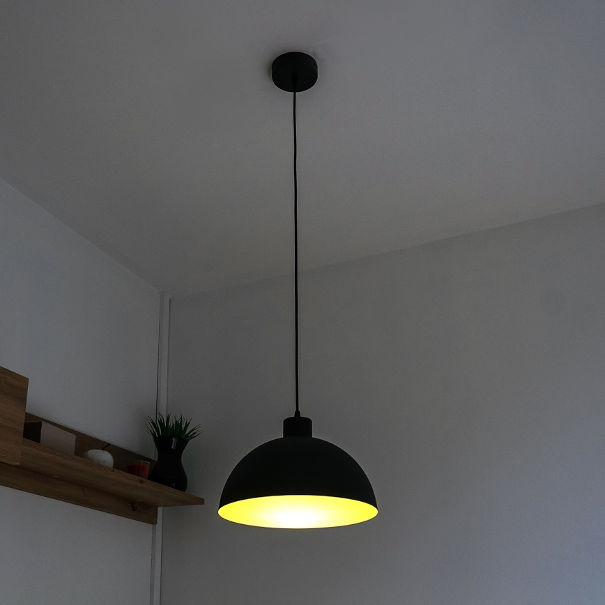 VESPER cable-hung pendant light 1xE27/15W/230 Ø 18 cm black/gold