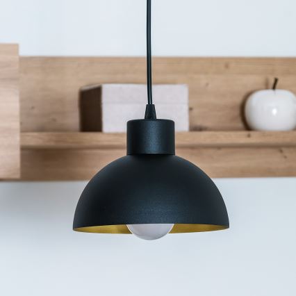 VESPER cable-hung pendant light 1xE27/15W/230 Ø 18 cm black/gold