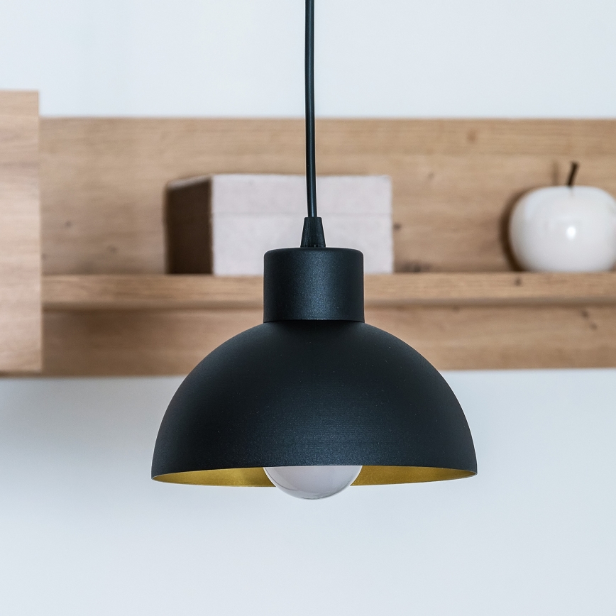 VESPER cable-hung pendant light 1xE27/15W/230 Ø 18 cm black/gold