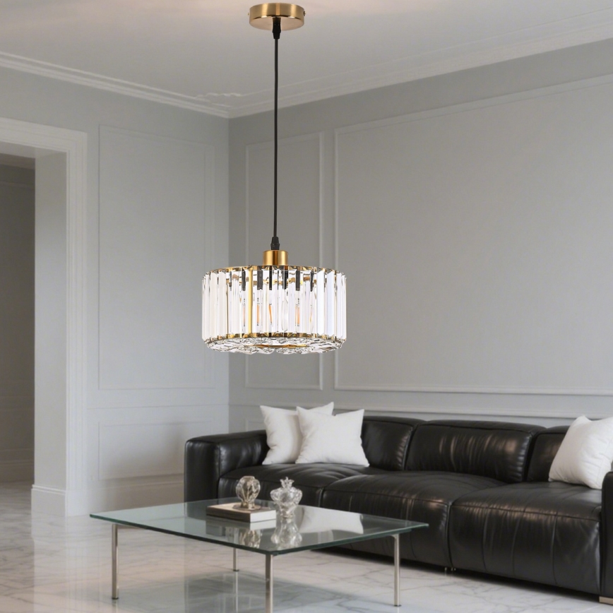 VETRO cable-suspended pendant lamp 1xE27/60W/230V, gold