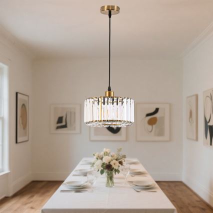 VETRO cable-suspended pendant lamp 1xE27/60W/230V, gold