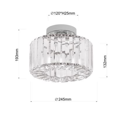 VETRO Ceiling Light 1xE27/15W/230V, Ø 24.5 cm, Matte Chrome Finish