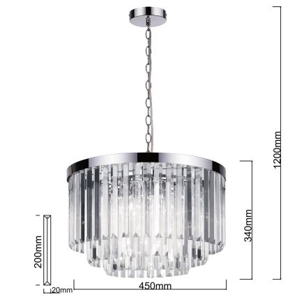 VETRO Chain-Hung Chandelier 5xE14/60W/230V — Polished Chrome