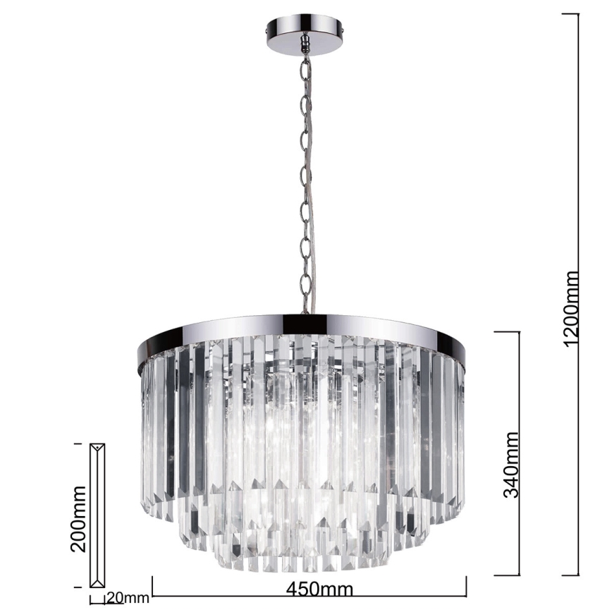 VETRO Chain-Hung Chandelier 5xE14/60W/230V — Polished Chrome