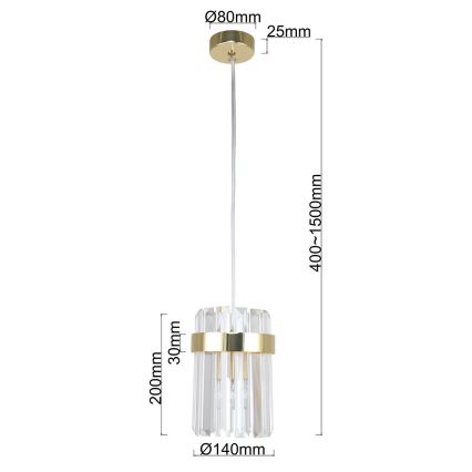 VETRO pendant light on cable 1xE14/10W/230V, gold