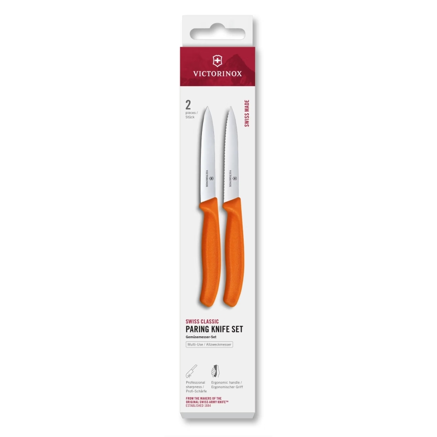 Victorinox - SWISS CLASSIC 10 cm Vegetable Knife Set, 2 pcs, Orange