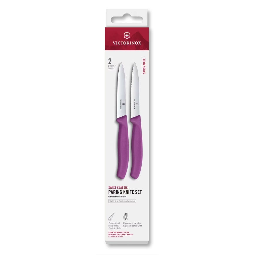 Victorinox - SWISS CLASSIC 10 cm Vegetable Knife Set, 2-piece, Purple