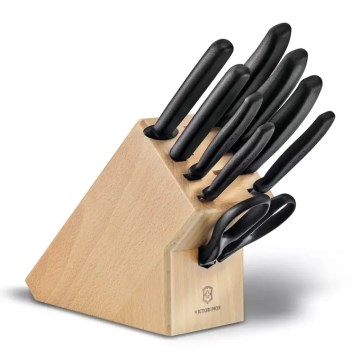 Victorinox - SWISS CLASSIC 10-piece kitchen knife set with beech block / beige