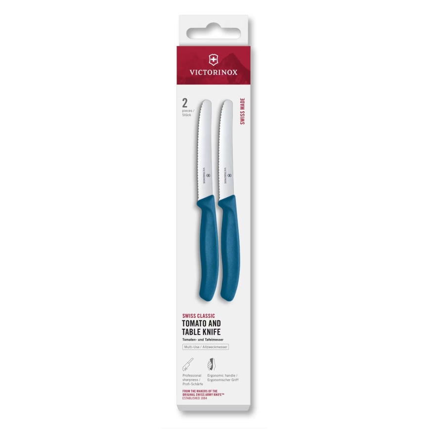 Victorinox - SWISS CLASSIC 11 cm Vegetable Knife Set, 2 pcs, Blue