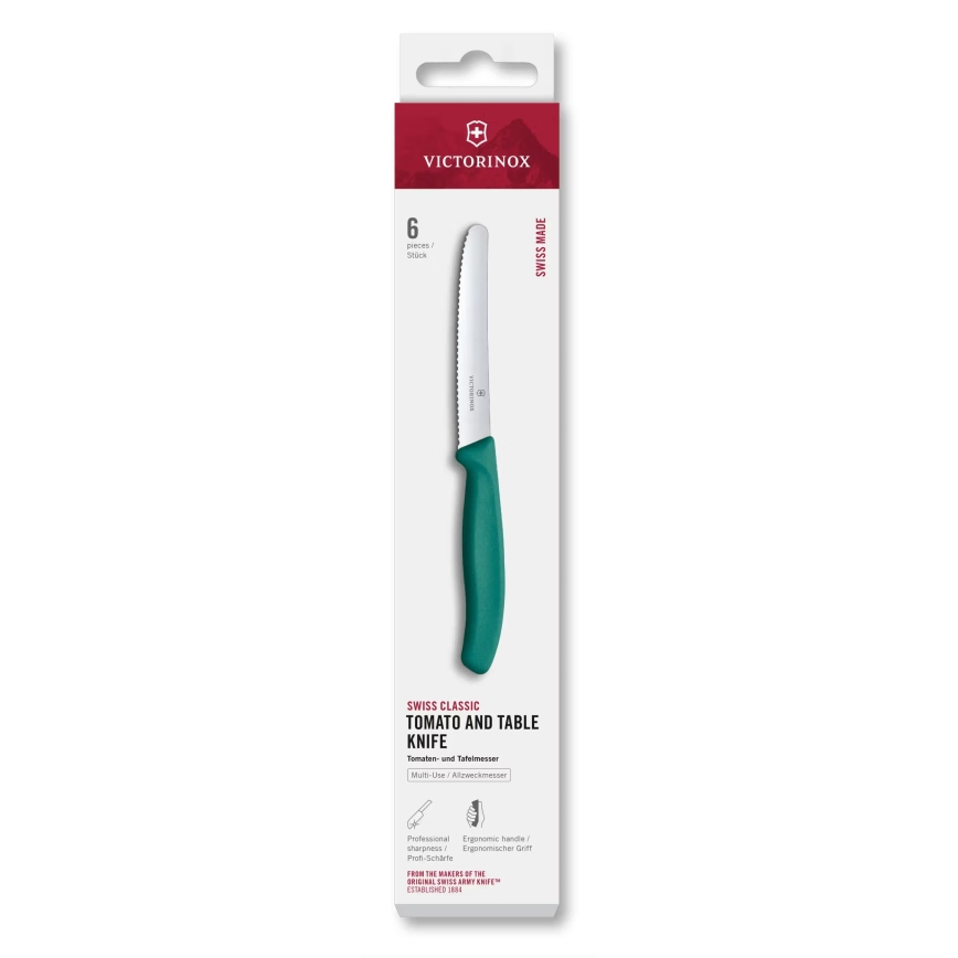 Victorinox - SWISS CLASSIC 11 cm Vegetable Knife Set, 6-piece, Turquoise