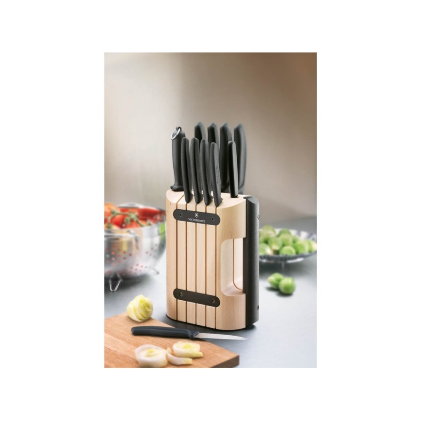 Victorinox - SWISS CLASSIC 12-Piece Kitchen Knife Set with Beech Block, Beige