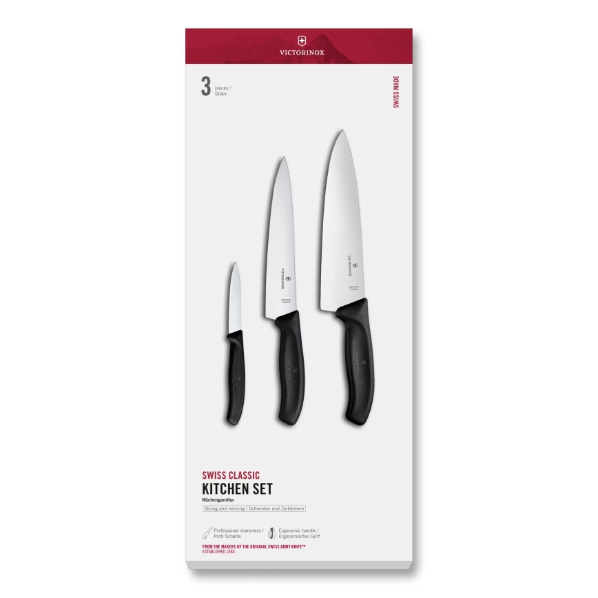 Victorinox - SWISS CLASSIC 3-piece Kitchen Knife Set, Black