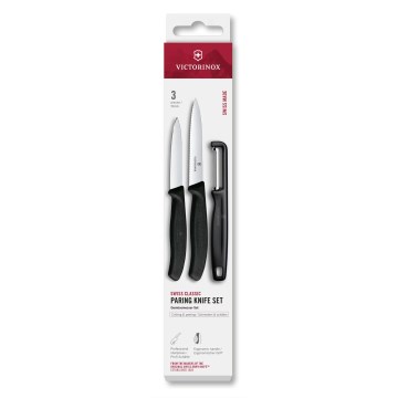 Victorinox - SWISS CLASSIC 3-Piece Kitchen Knife Set with Peeler, Black